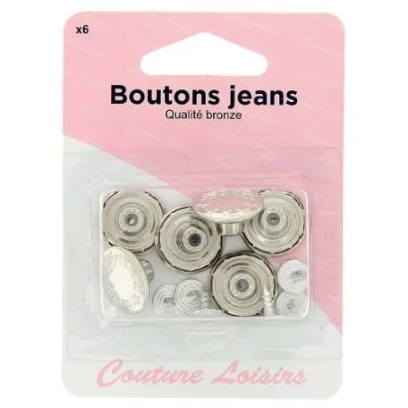 Bouton : "Jeans" : Nickel : x6