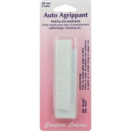 Auto-agrippant : Pastille : 20 mm : Blanc : x8