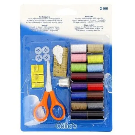 Winkrs - Kit de couture complet avec fil, aiguilles, ciseaux, boutons,  ruban à