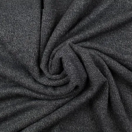 Tissu jersey côtelé gris anthracite