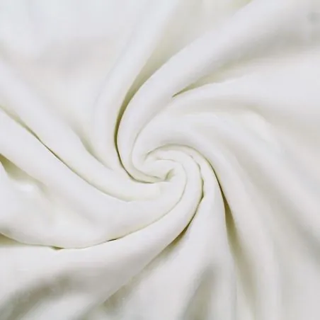 Tissu velours viscose et soie blanc cassé