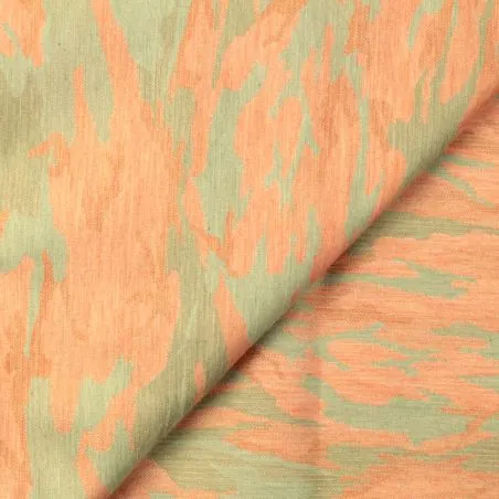 Tissu coton camouflage saumon et vert