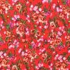 Tissus crêpe rouge imprimé motif fleur