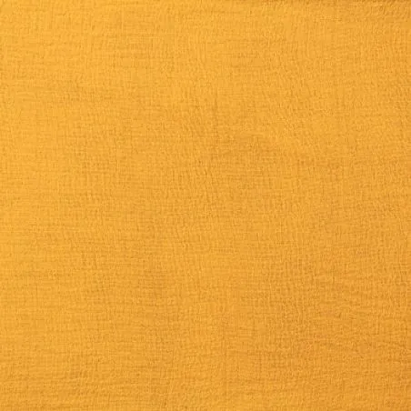 Tissu coton double gaze uni de couleur jaune Orpiment