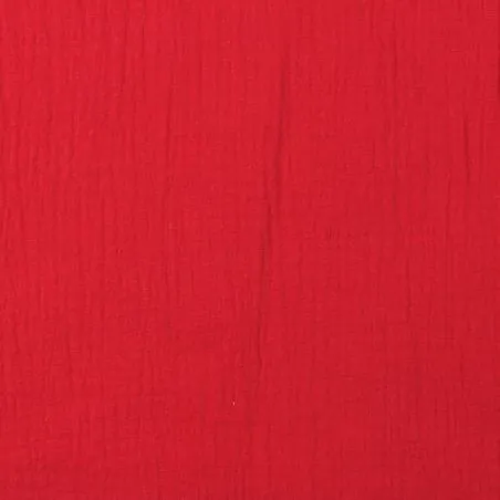 Tissu coton double gaze uni rouge écarlate