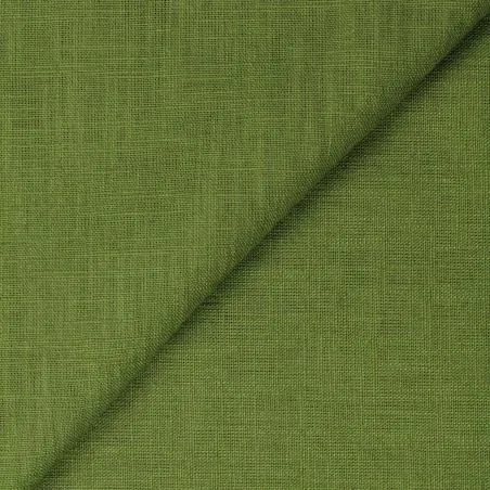 Tissu Lin uni de couleur vert olive