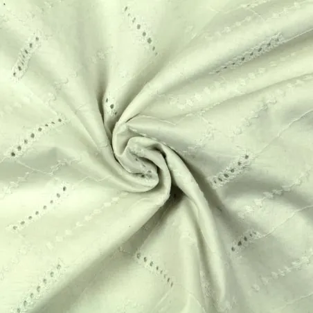 Tissu broderie anglaise blanc imprimé géométrique