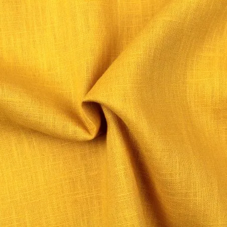 Tissu lin uni de couleur jaune