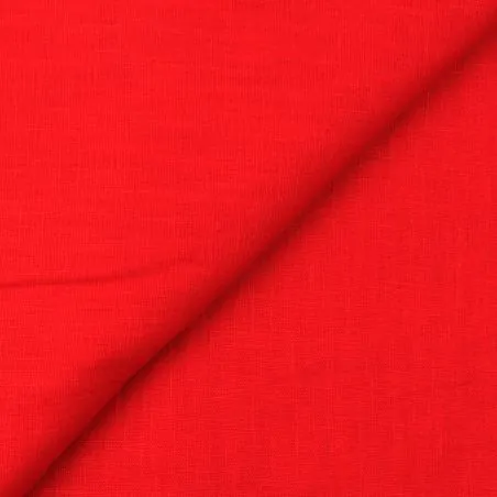 Tissu Lin uni de couleur rouge claire