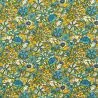 Tissu coton imprimé fleuri bleu et jaune