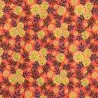 Tissu coton jaune et orange à motif floral