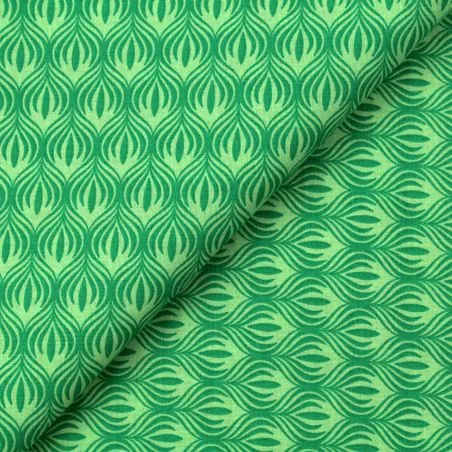 Tissu coton vert imprimé géométrique