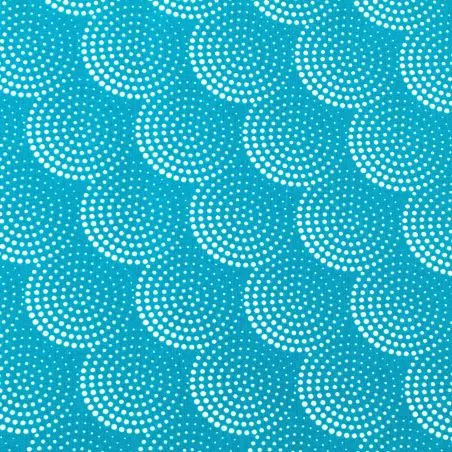 Tissu coton turquoise imprimé géométrique