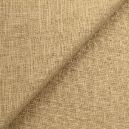 Tissu en Lin Uni de Couleur Beige Claire