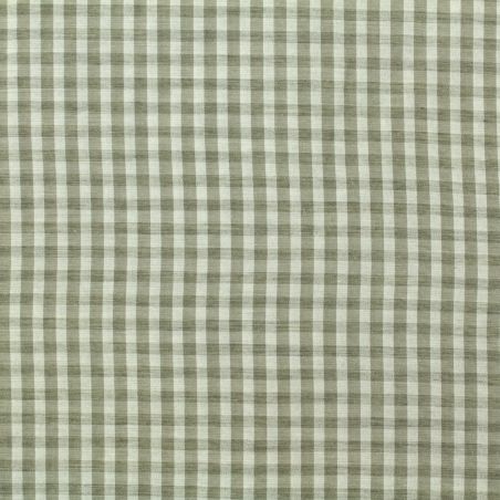 Tissu coton chemise gris à carreaux