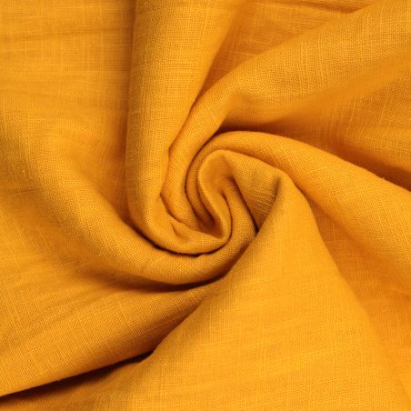 Tissu lin uni de couleur jaune