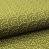 Tissu de coton vert à motif traditionnel japonais aux éventails SENSU beige