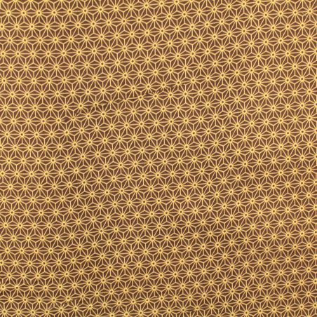 Tissu de coton marron à motif japonais géométrique