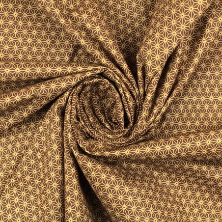 Tissu de coton marron à motif japonais géométrique