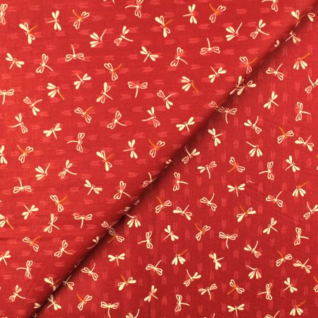 Tissu coton rouge imprimé papillons