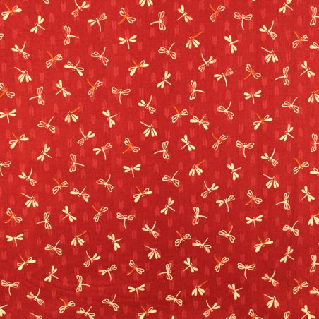 Tissu coton rouge imprimé papillons