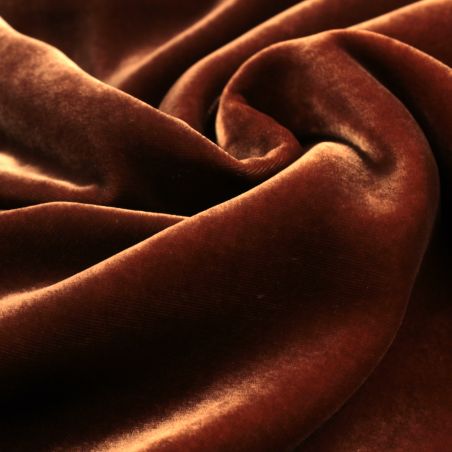 Tissu velours viscose et soie de couleur marron iridescent