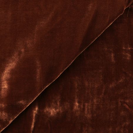 Tissu velours viscose et soie de couleur marron iridescent