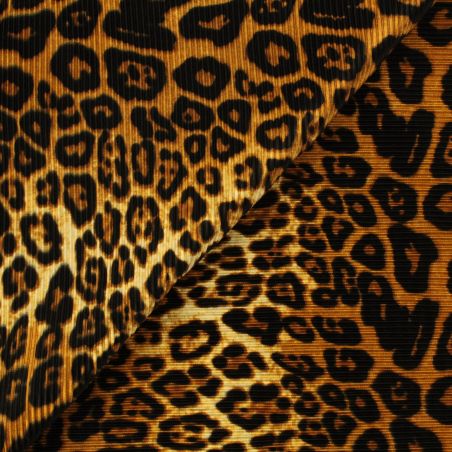 Tissu couture polyester imprimé tigre plissé