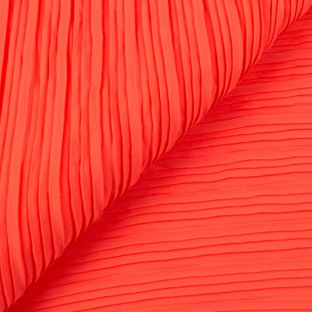 Tissu plissé uni corail