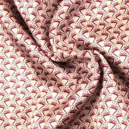 Tissu satin de soie imprimé géométrique - Made in Italy unique