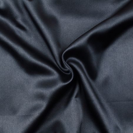 Tissu en satin lourd crêpe bleu nuit uni