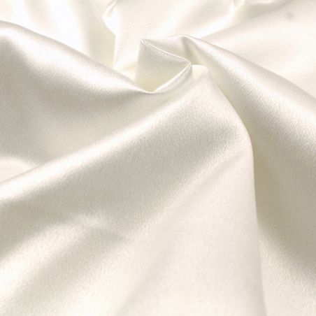 Tissu en satin lourd crêpe blanc uni