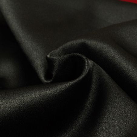 Tissu en satin lourd crêpe noir uni